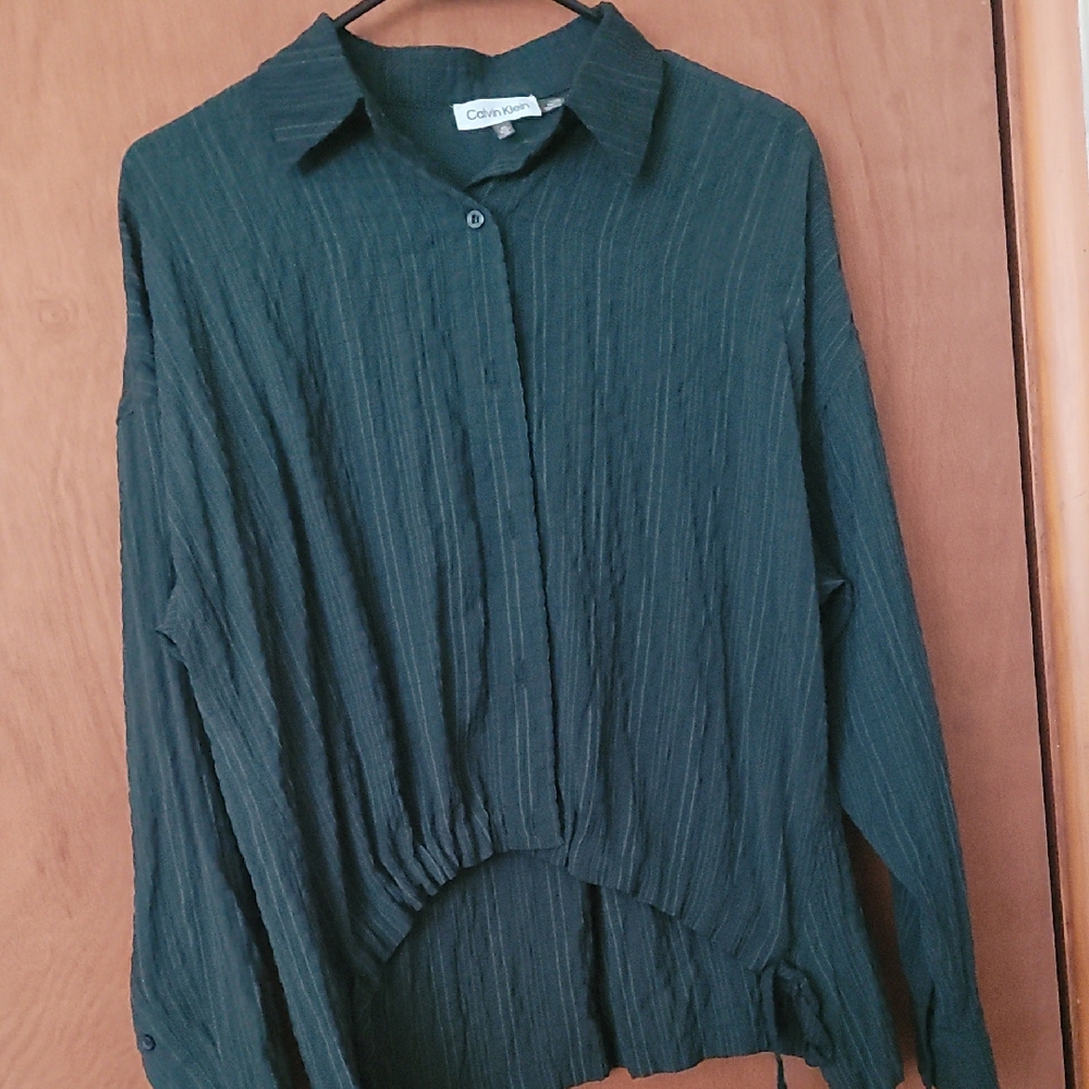 Calvin Klein Women's Dark Green Button Down Shirt